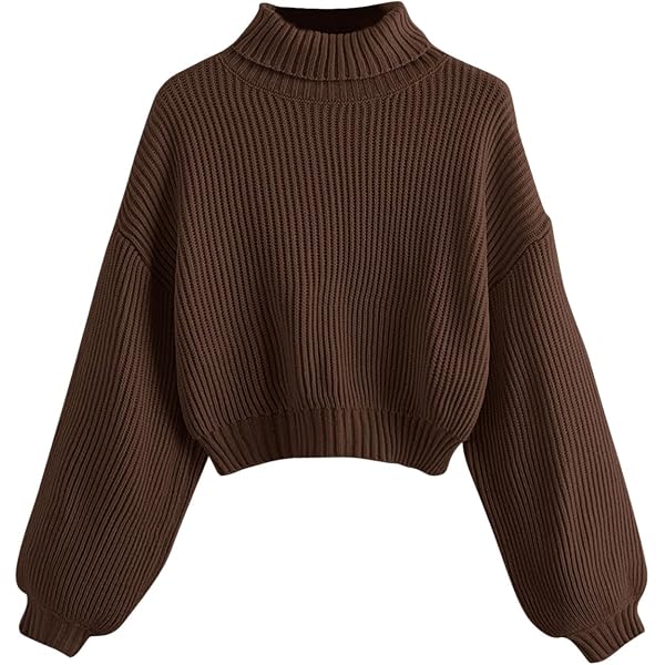 ZAFUL Women's Crew Neck Long Sleeve Pullover Crop Sweater Mock